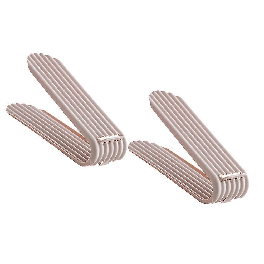 Pink Plastic Shoes Storage Rack for Home with Double Layer Design Saves Space and Keeps Shoes Organized 2 pcs