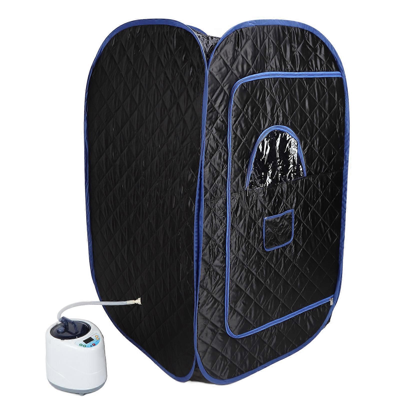 Steam Sauna Tent Room Folded Adjustable Sauna Spa Box Black with 2L Steam Pot Remote Control for Home Use 220V EU Plug