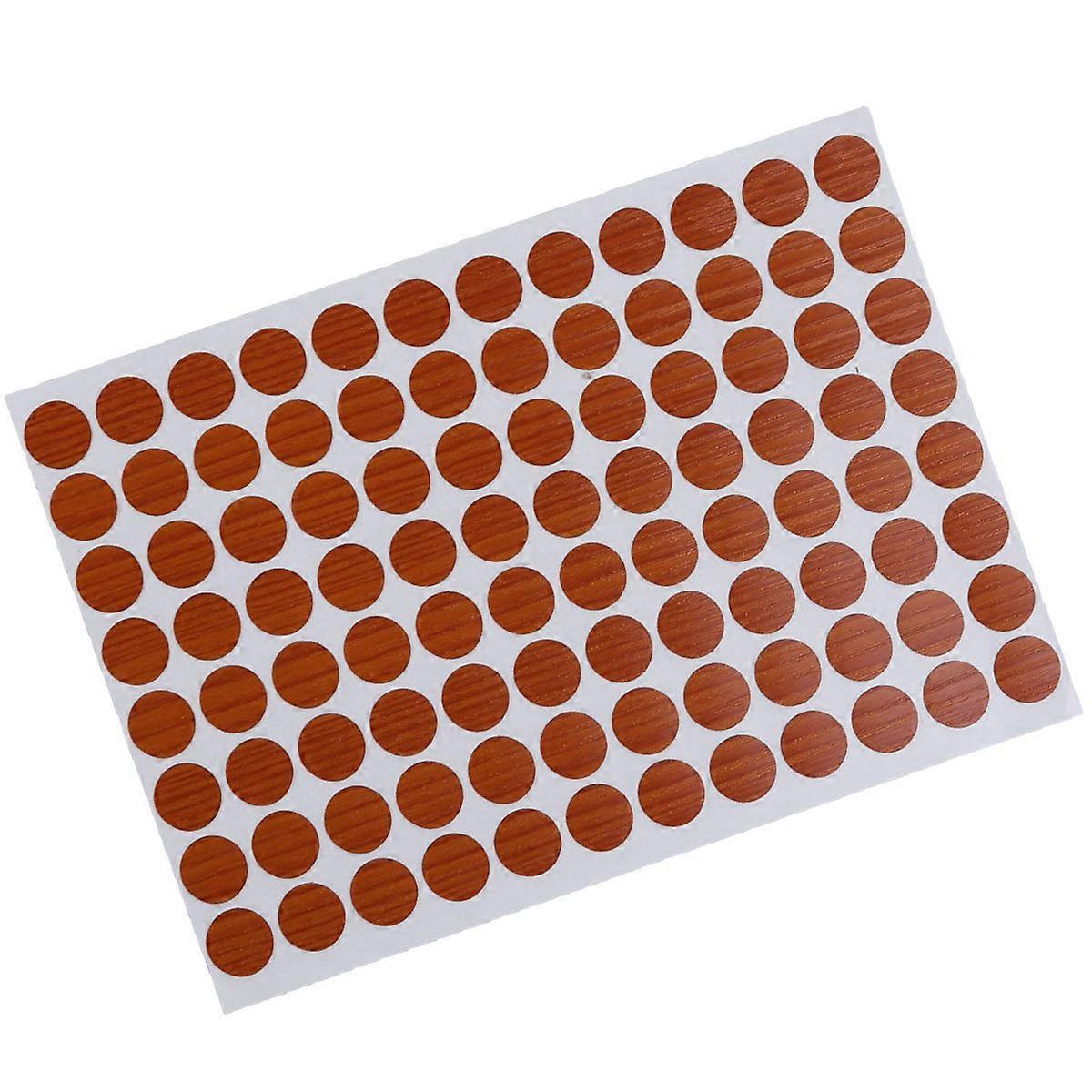 Self Adhesive Screw Hole Stickers Round Conceal Holes Wooden Surfaces Home Improvement 15mm Diameter Dark Red 96Pcs/Sheet