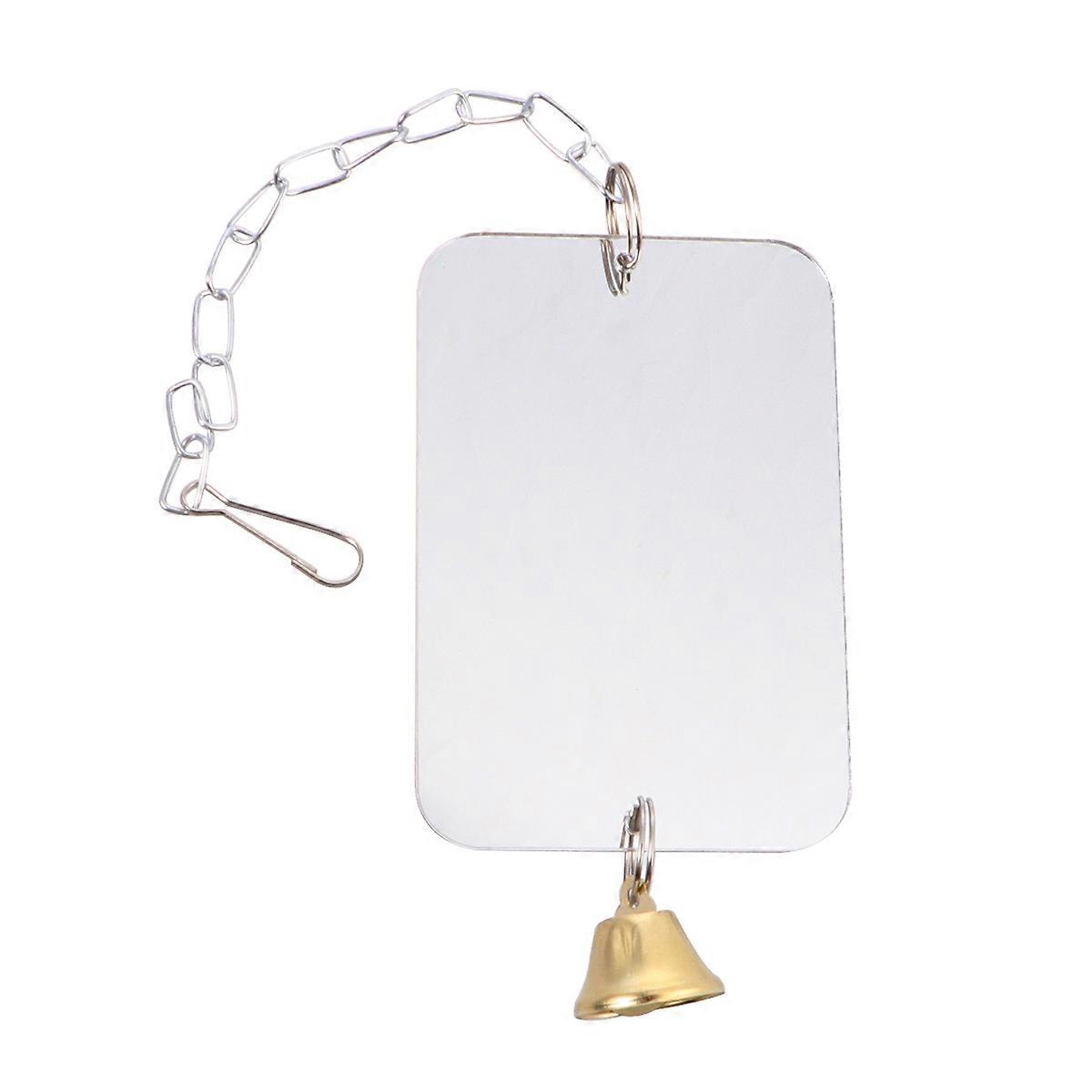 Parrot Toy with Mirror and Bell for Cage Hanging Decoration 8x12cm