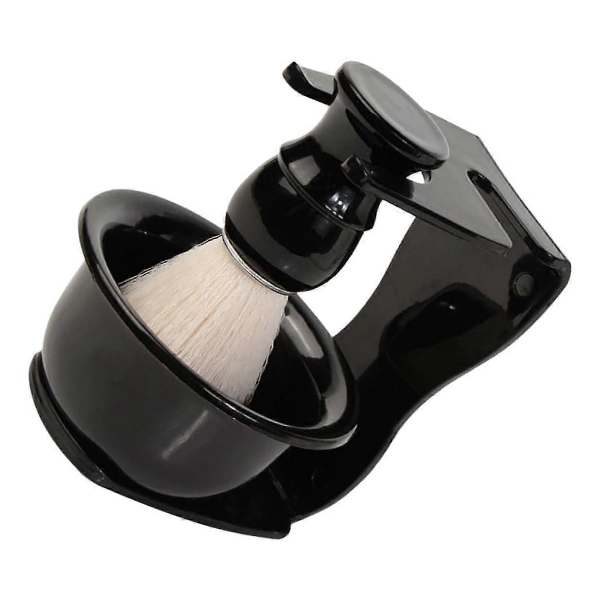 Beard Care Set With Badger Hair Shaving Brush, Ceramic and Wood Soap Dish and Brush Holder for Effective At-Home Beard Care