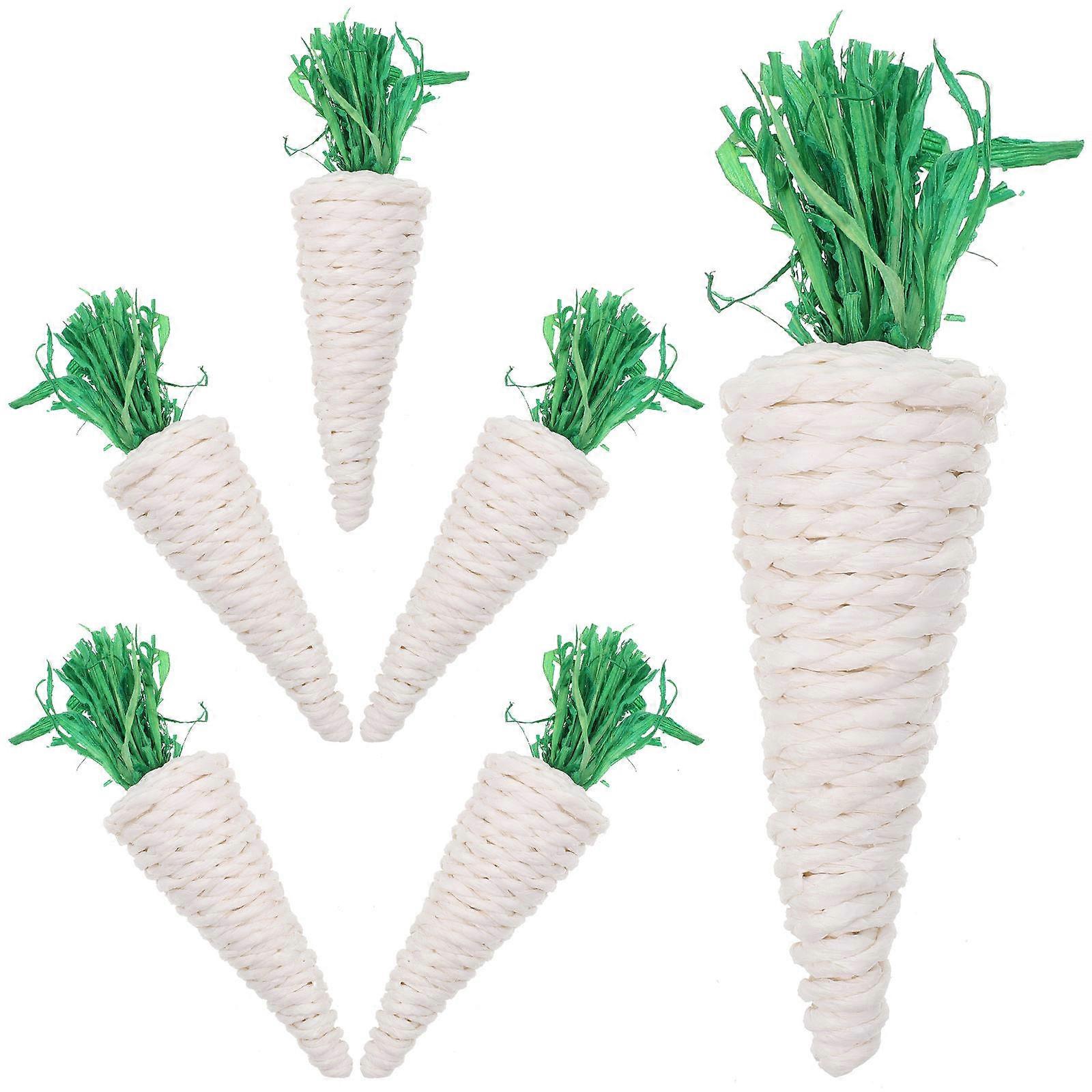 White Straw Hamster Chew Toy Set for Small Pets Includes 6 Chewing Accessories for Children