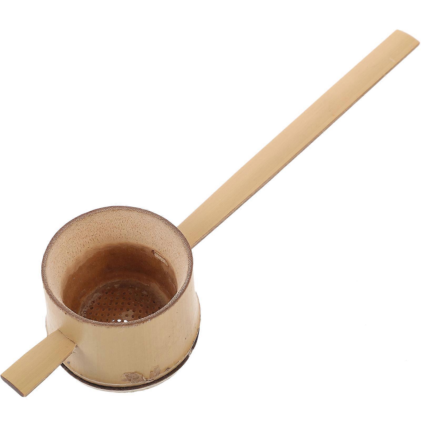 Bamboo Tea Filter with Khaki Color for Tea Making Ergonomic Handle Practical Strainer 7 inch