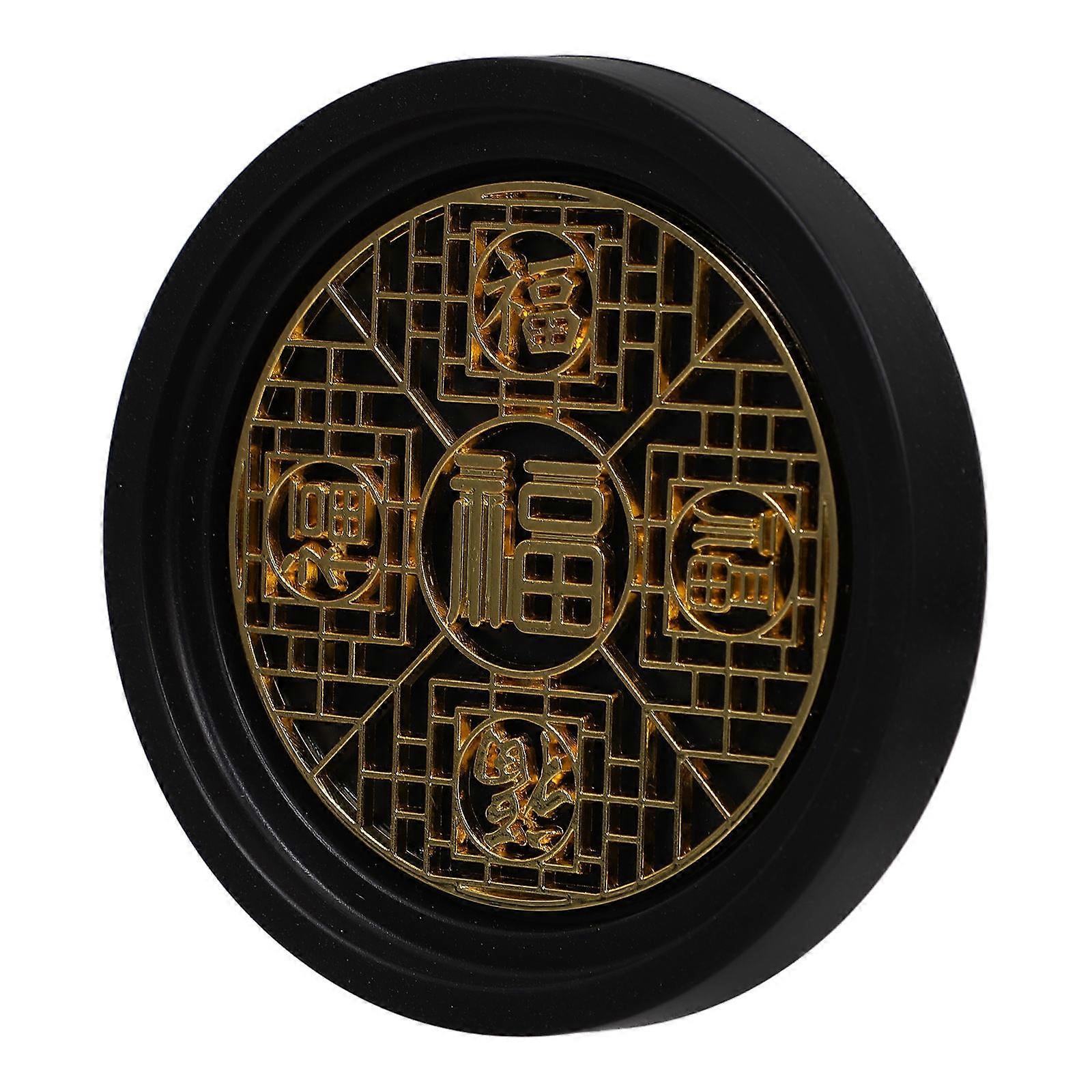 Golden Chinese Design Coasters with Heat Insulation and AntiSlip for Home Use Elegant Transparent Acrylic 3.15 Inches Round