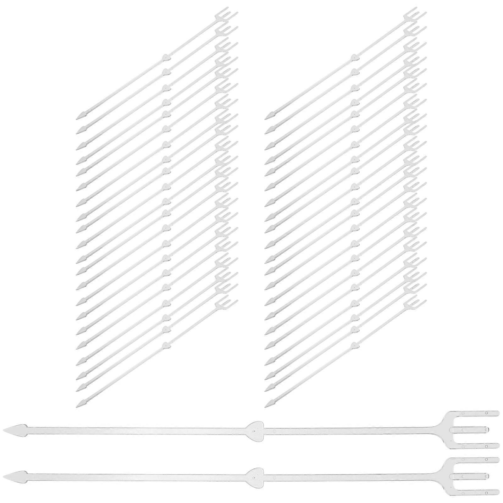 Flower Arrangement Holder Bouquet Greeting Card Clip Plastic 80Pcs Set Fork Design Transparent For Birthday Valentine's Day Celebrations