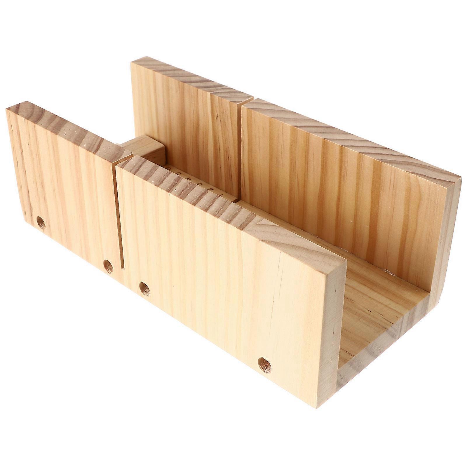 Wood Adjustable Soap Loaf Cutter Mold for Cutting with Scale and Smooth Finish Light Brown