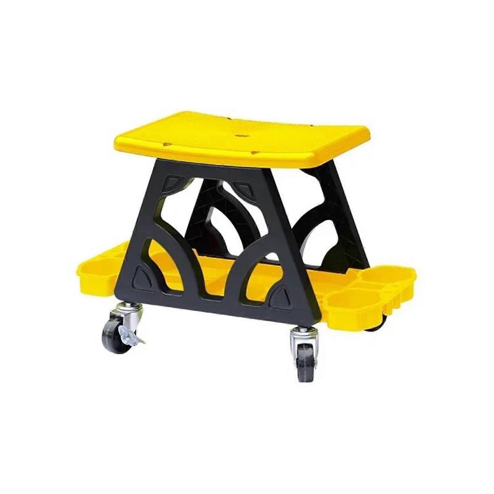 Workshop Rolling Stool, Car Multifunctional Chair for Wax Polishing (Yellow)