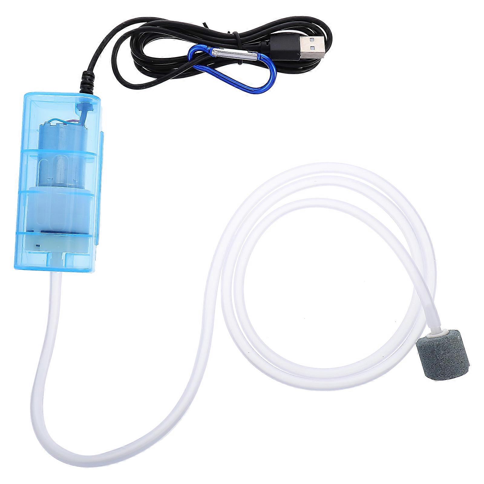 USB Air Pump For Aquarium Mini Oxygen Supply Pump 8.5X3.5X4CM Blue Portable Operation 1Set