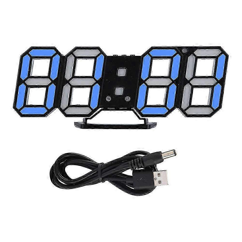 Exquisite Digital LED Hanging Alarm Clock with Color Changing Display - White & Blue Electronic Timepiece for Home Decor