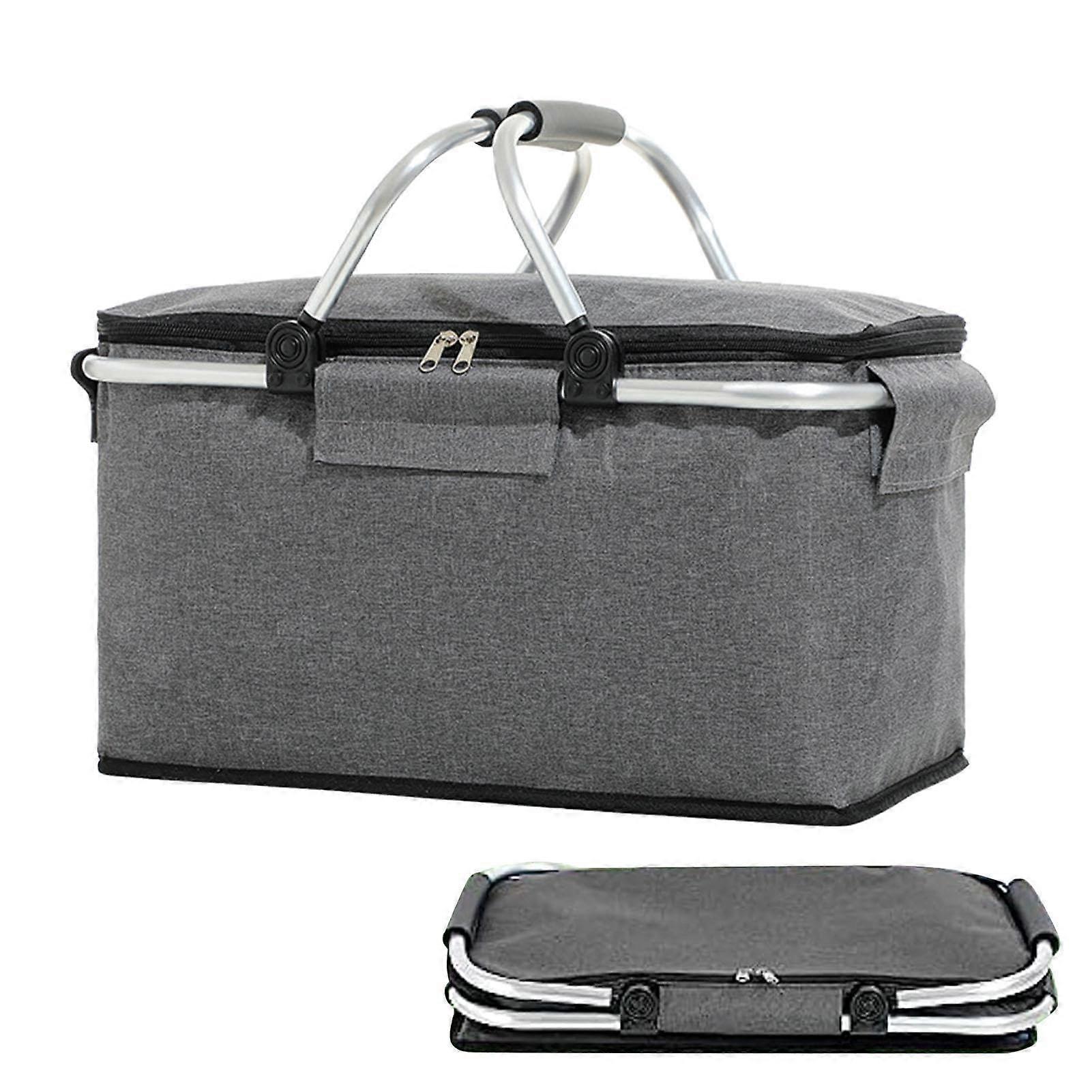 Simple and Functional camping cooler bag with removable aluminum frame. Insulated Picnic Basket.