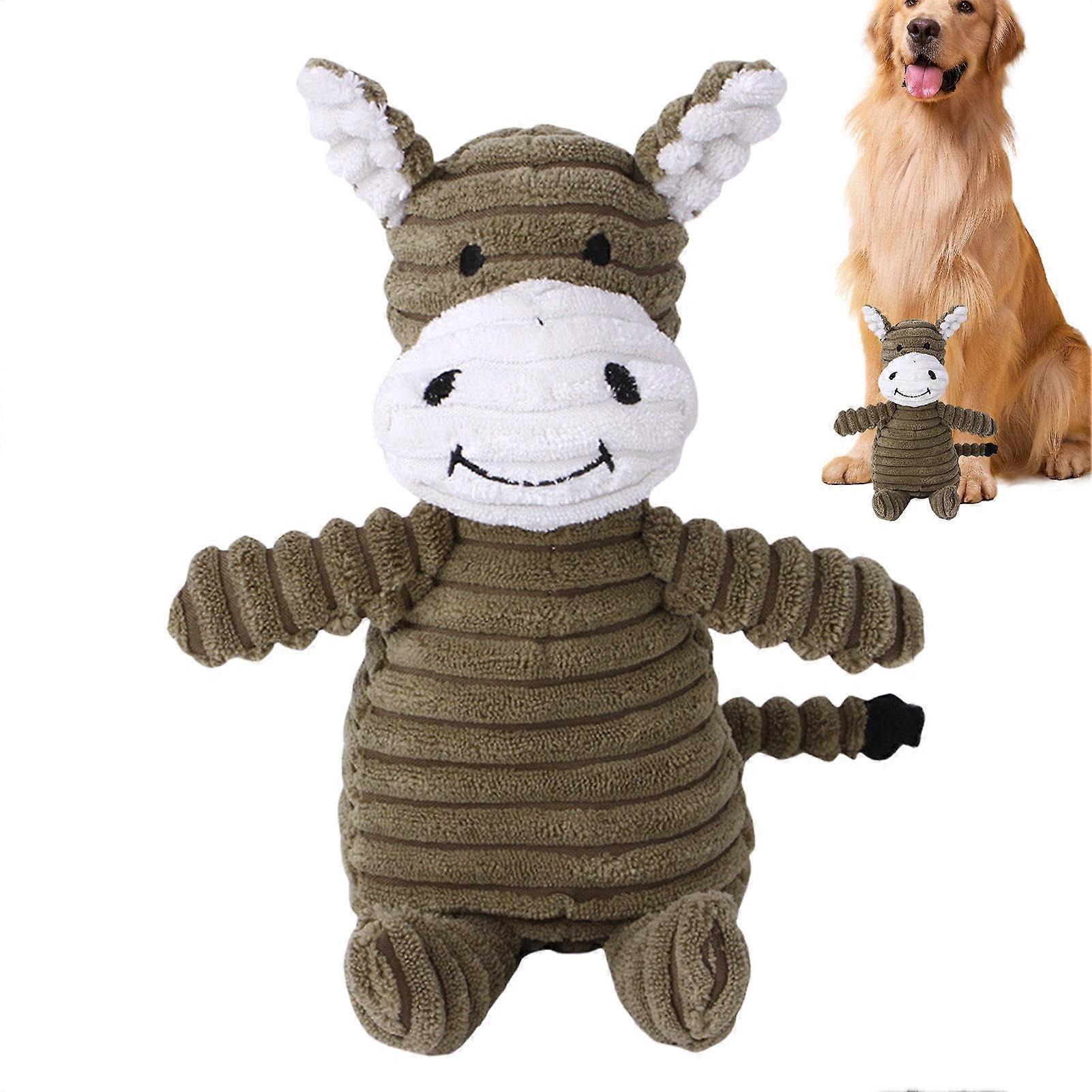 Dog Chew Toy with Squeaker Plush, Interactive Cartoon Puppy Play Toy, Durable PP Cotton, 10 x 21 cm