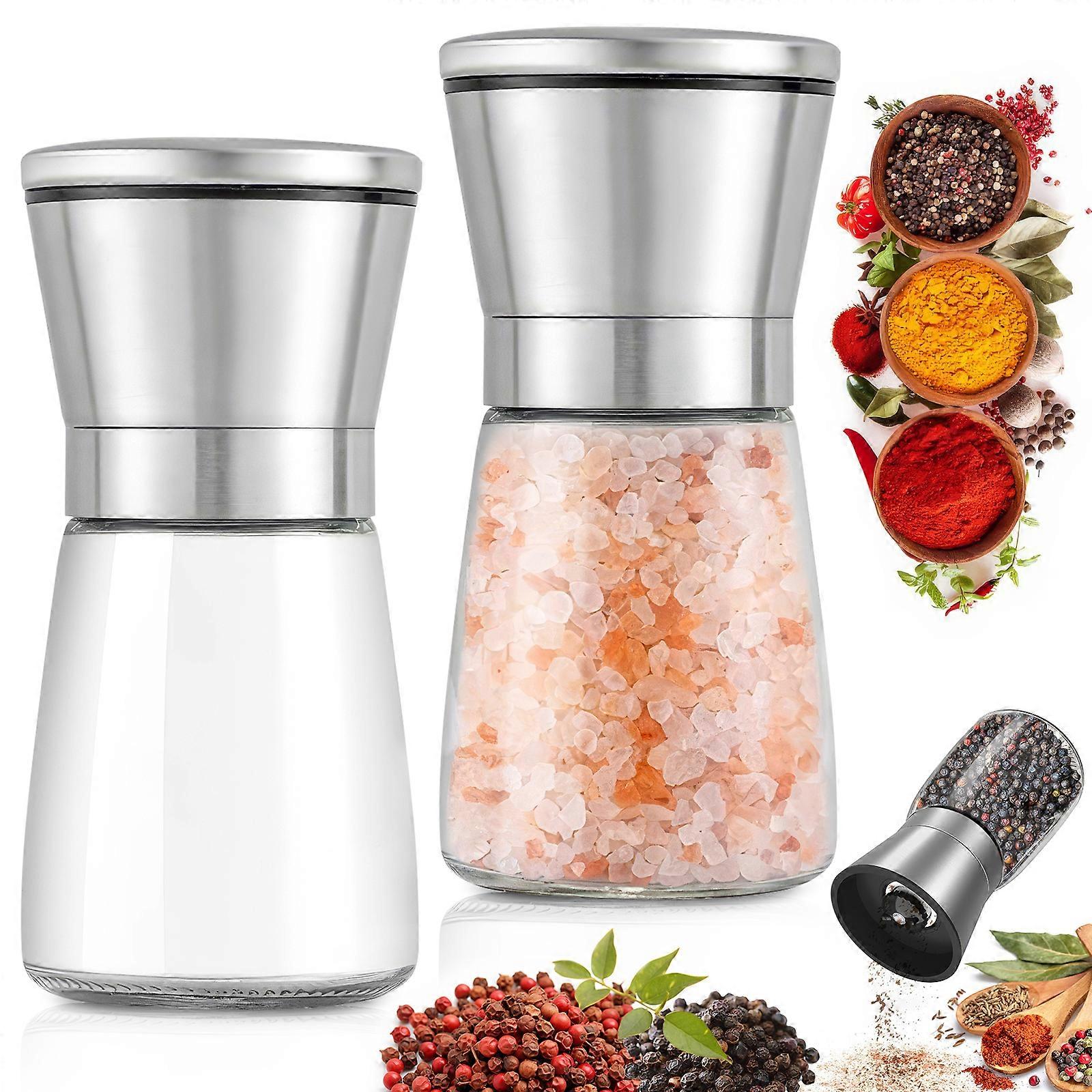 2pcs Stainless Steel Ceramic Core Manual Grinder (Silver)