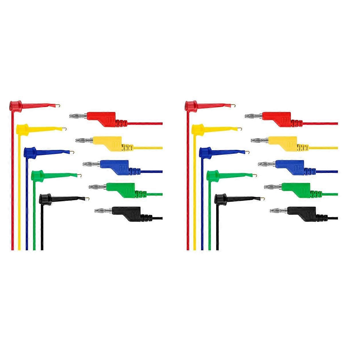 10PCS Test Hook Wire Stackable Banana Plug to Mini Grabber Multimeter Test Lead Set Flexible Wire Le