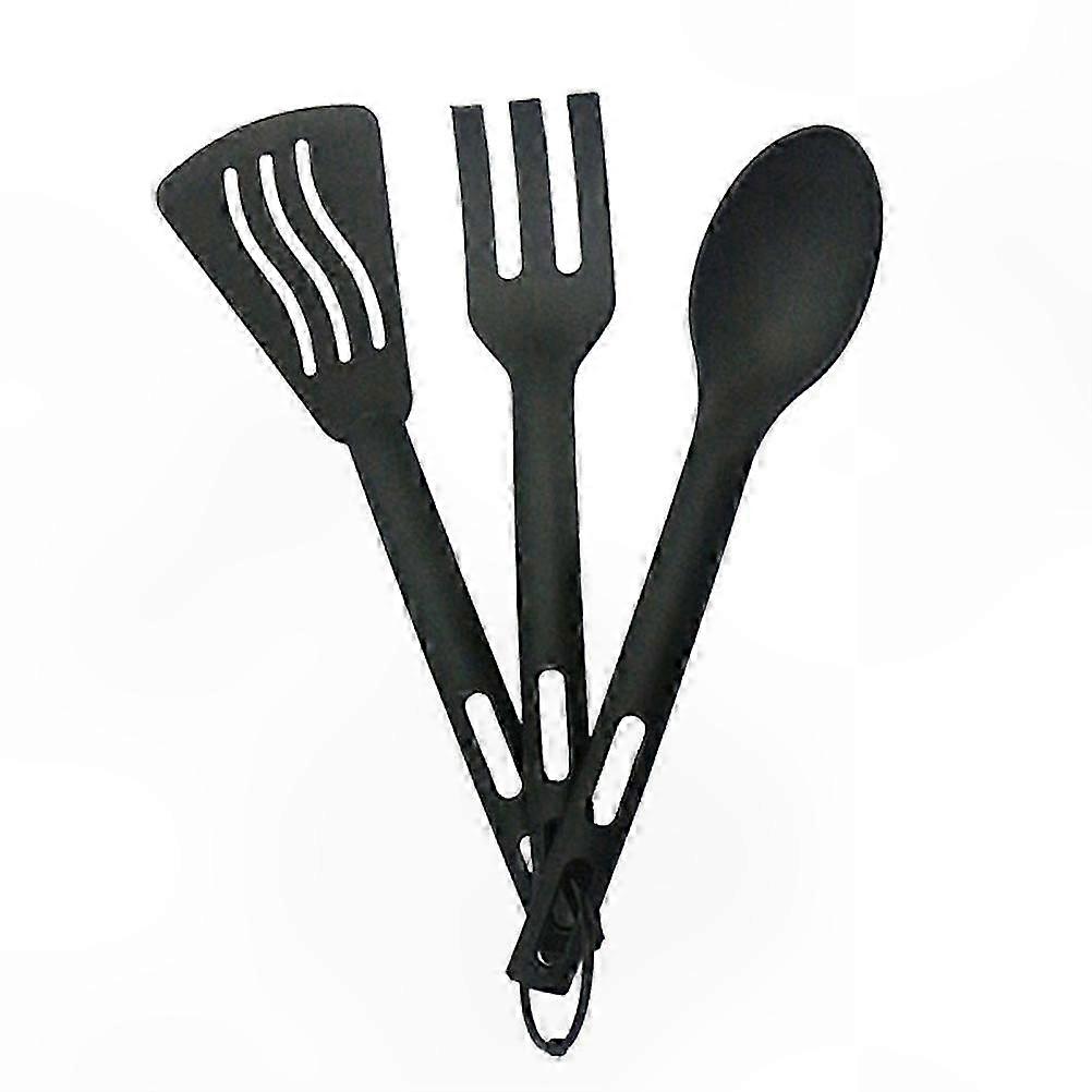 Portable Plastic Tableware Set with Spades Forks and Spoons for Outdoor Use Hanging Hole Design 3 Sets Included