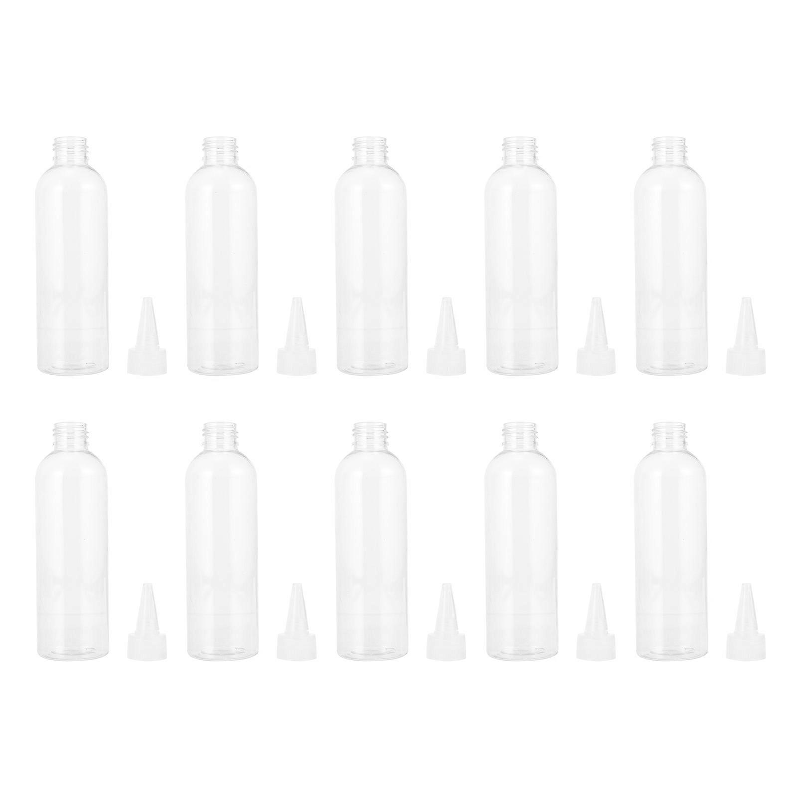 Refillable Squeeze Bottles Pointed Mouth Bottles Daily Use 200ml Transparent Storage 10Pcs