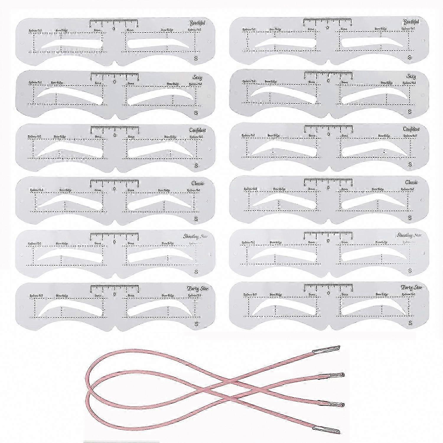 12 Reusable Brow Stencils, Beginner Brow Stencils with Elasticated Band (6)