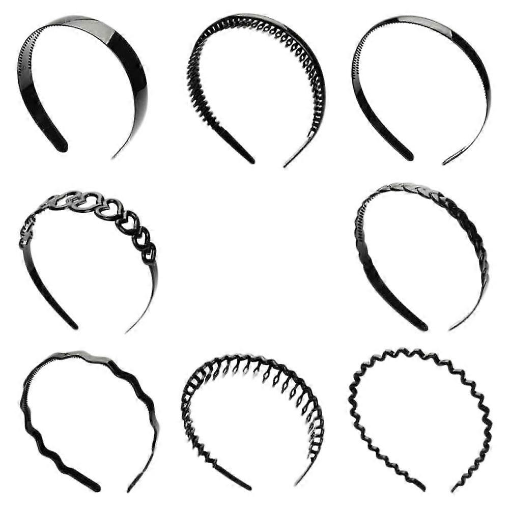 Daily Wear Headband 8Pcs Black Featuring Simple Design For All Occasion