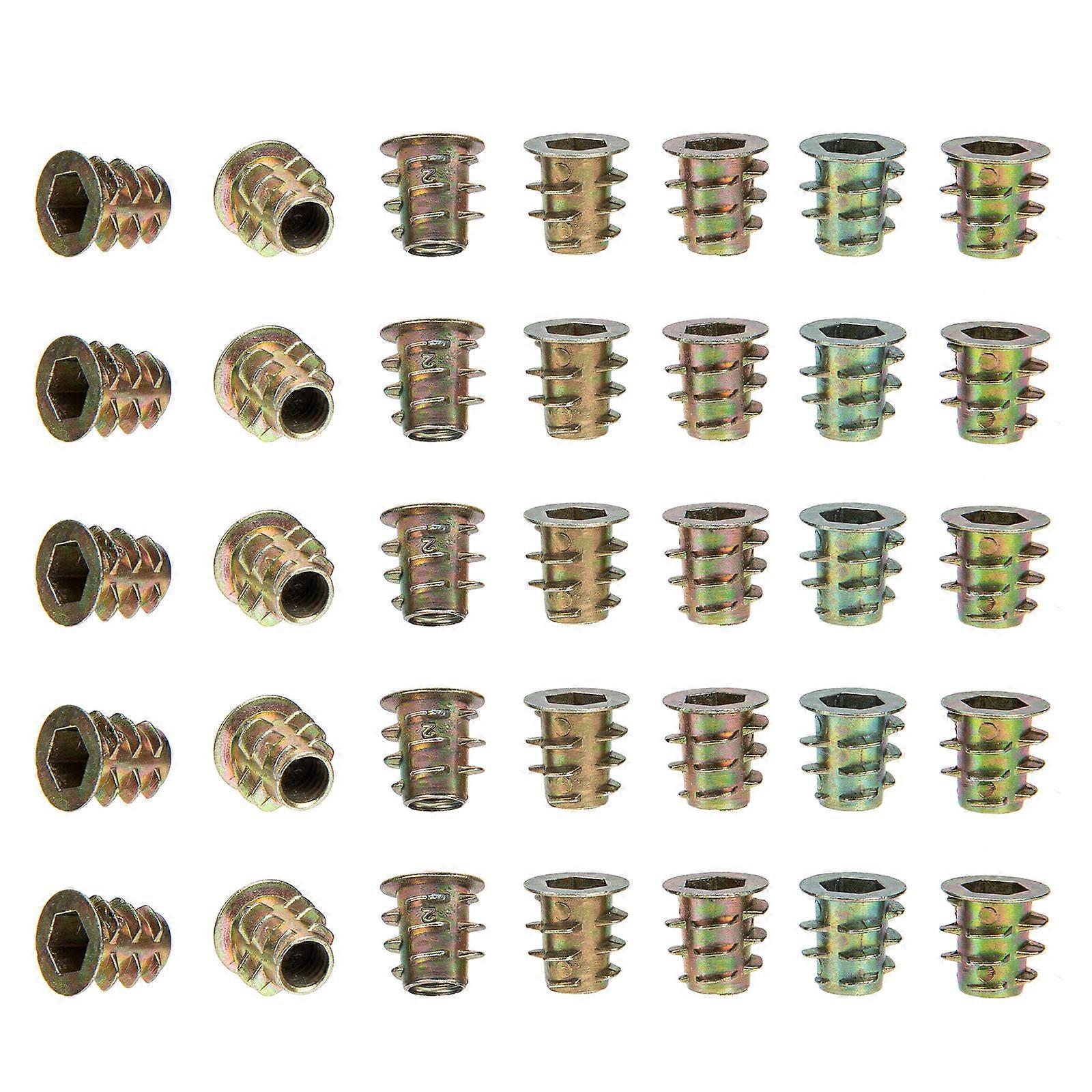 Inserts filetés Écrous pour bois 100Pcs alliage de zinc Meubles Meubles Écrous en bois Pré-percés Insertion de trou 0,9 x 0,9 cm