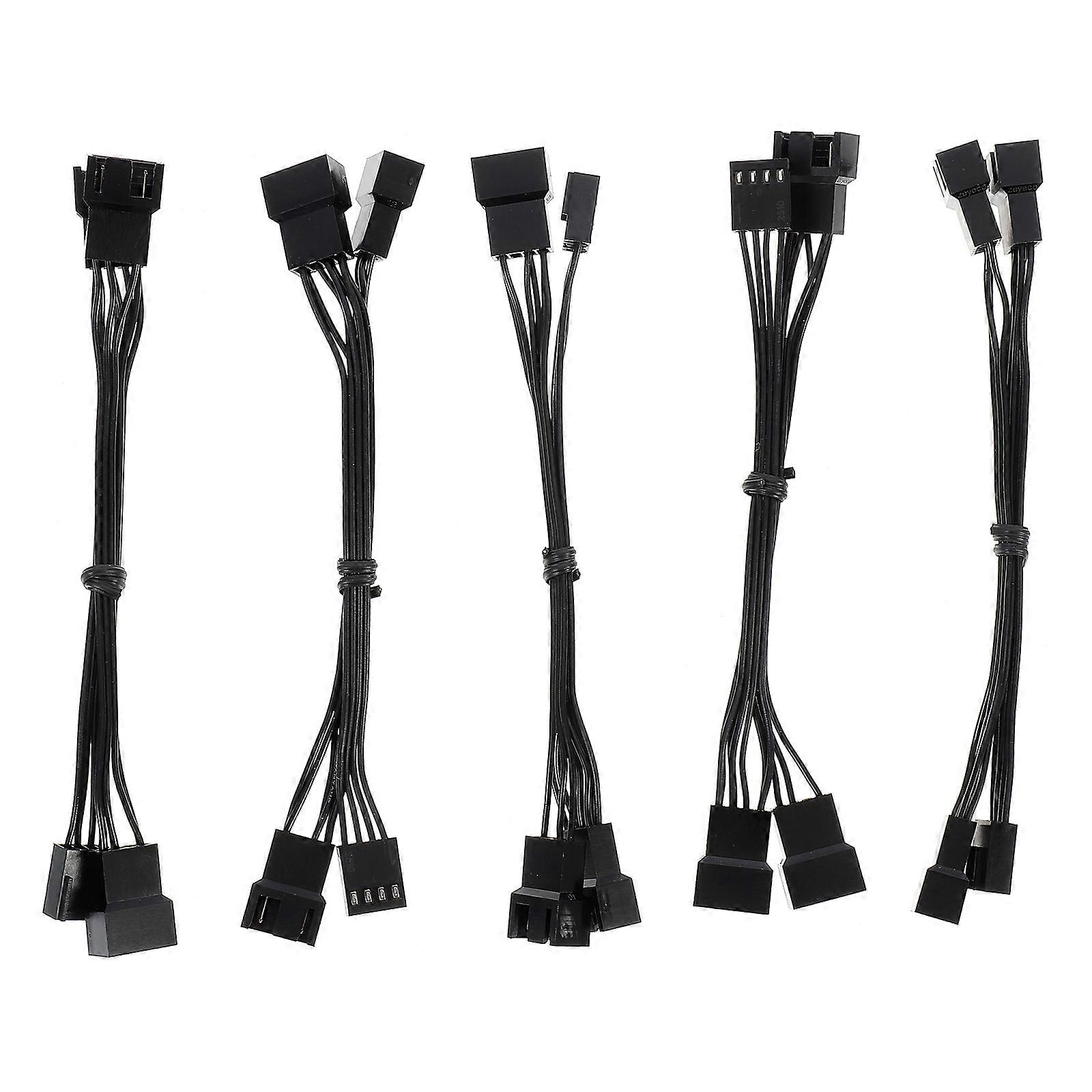 5Pcs Black PC Fan Cable Extension Designed For Internal Wiring In Chassis With Multiple Fan Support Functionality