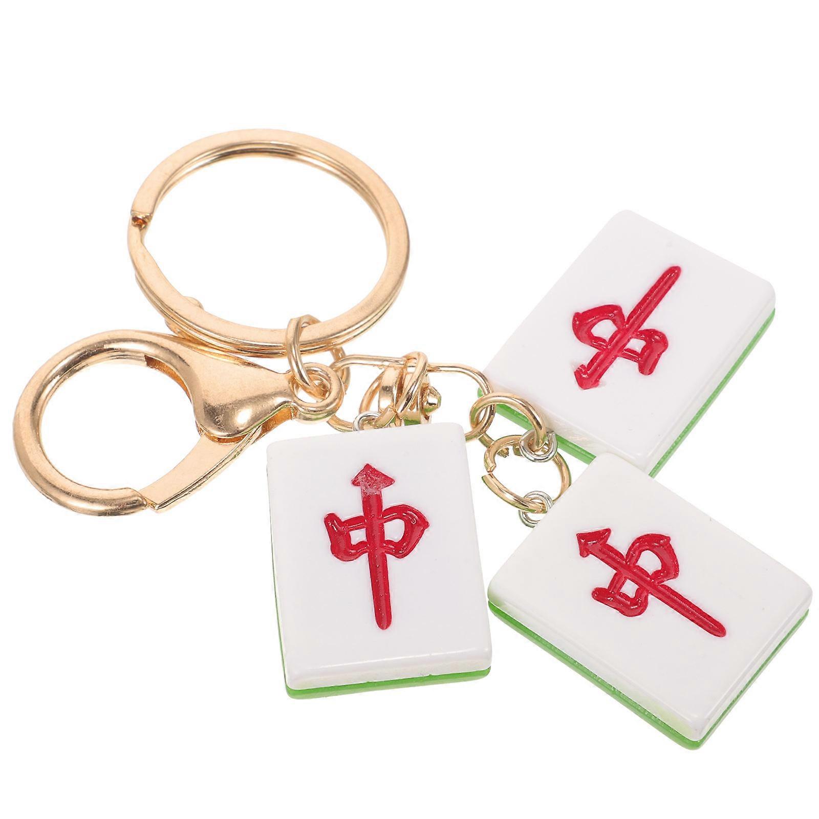 Mahjong Keychain Crafted with Zinc Alloy and Resin for Stylish Bag Decoration Multi Color