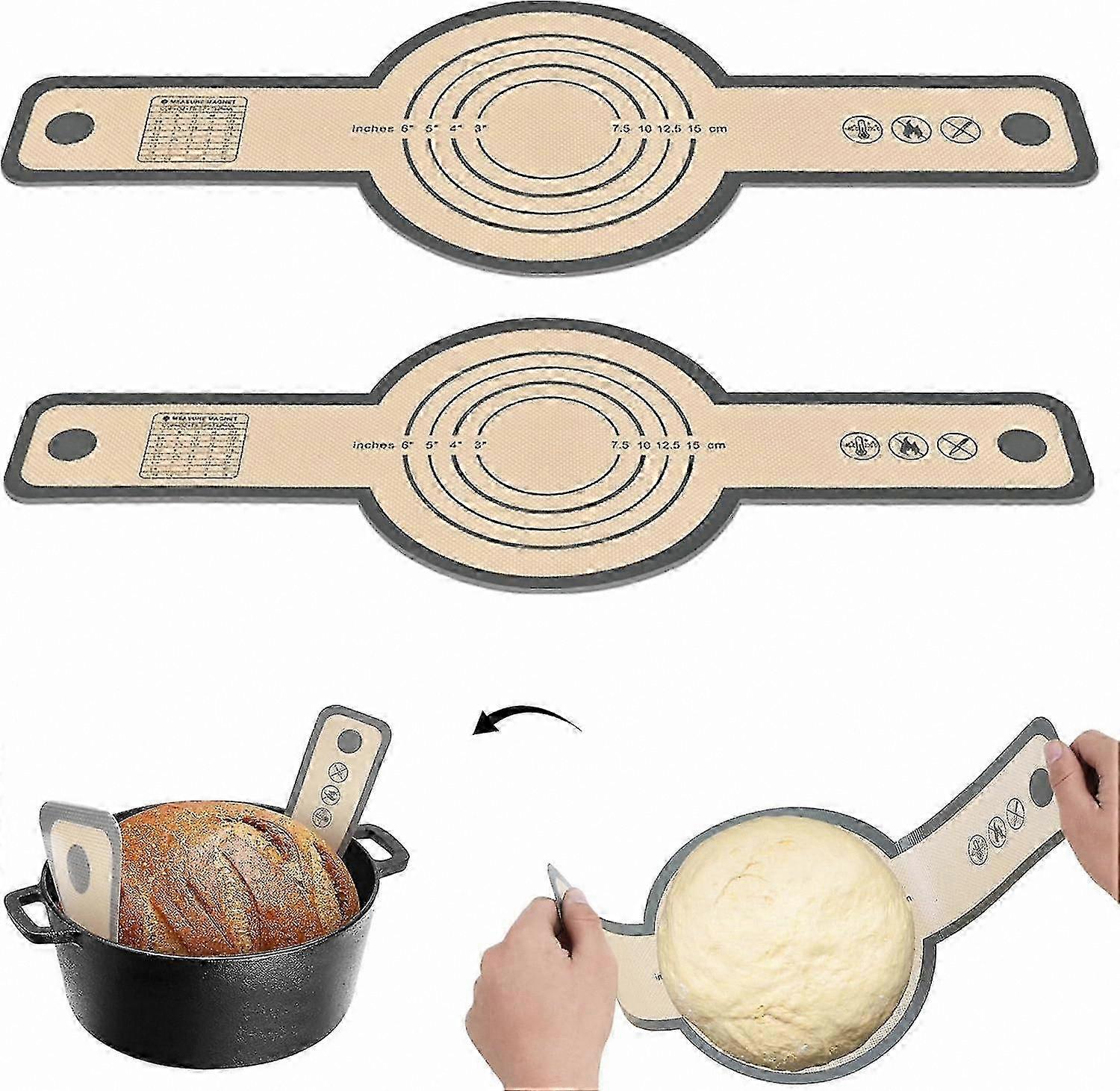 Non-Stick Silicone Baking Mat Set, 2pcs Reusable Bread Sling with Handles for Easy Dough Transfer & Cleaning
