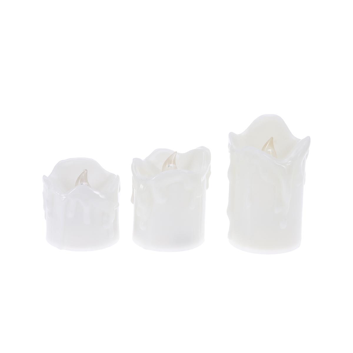 White Plastic LED Tear Candles with Flickering Light for Decor Create Romantic Atmosphere Ideal for Festivals and Parties 3PCS