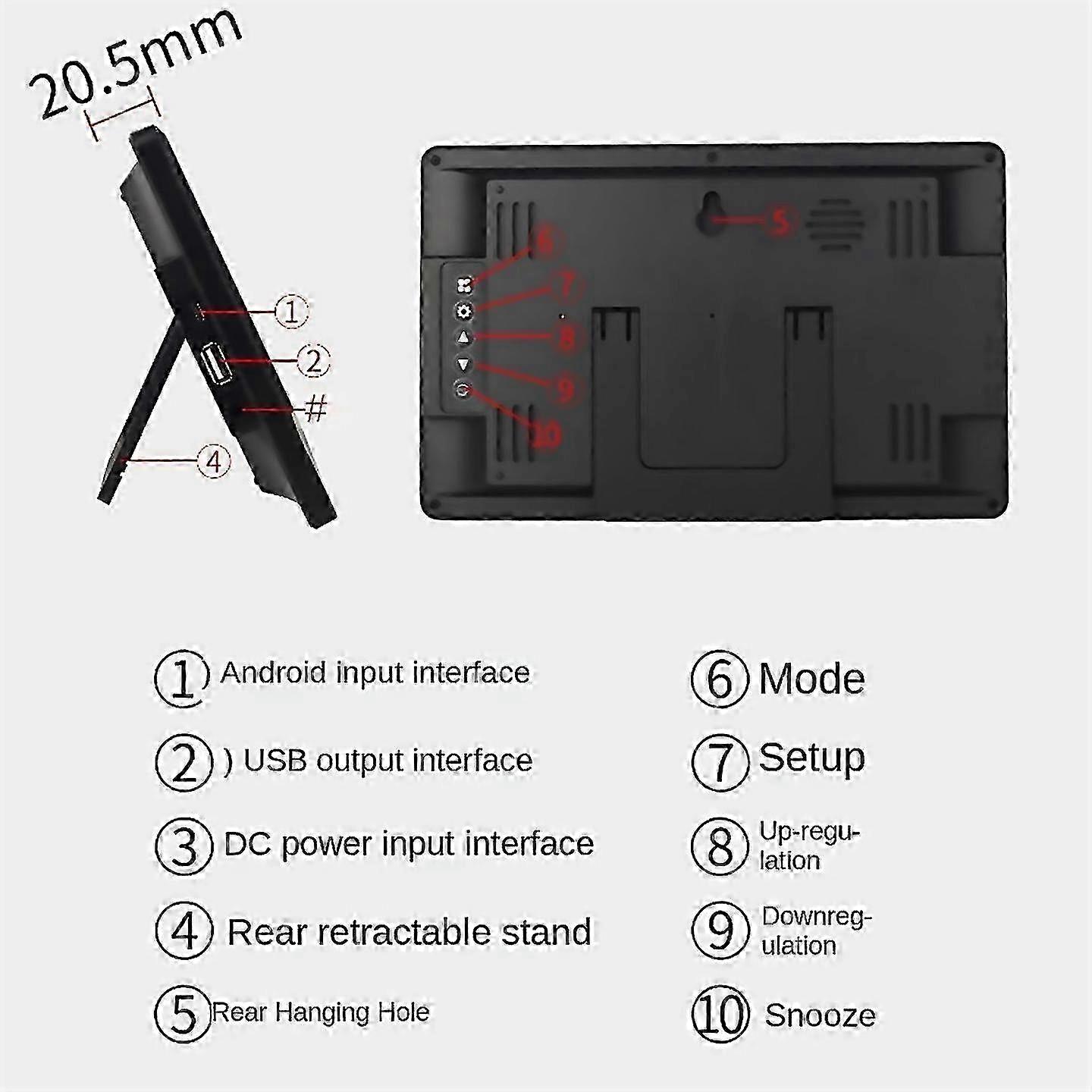 Tft Color Screen Digital Display Clock Reminder Alarm Clock Black