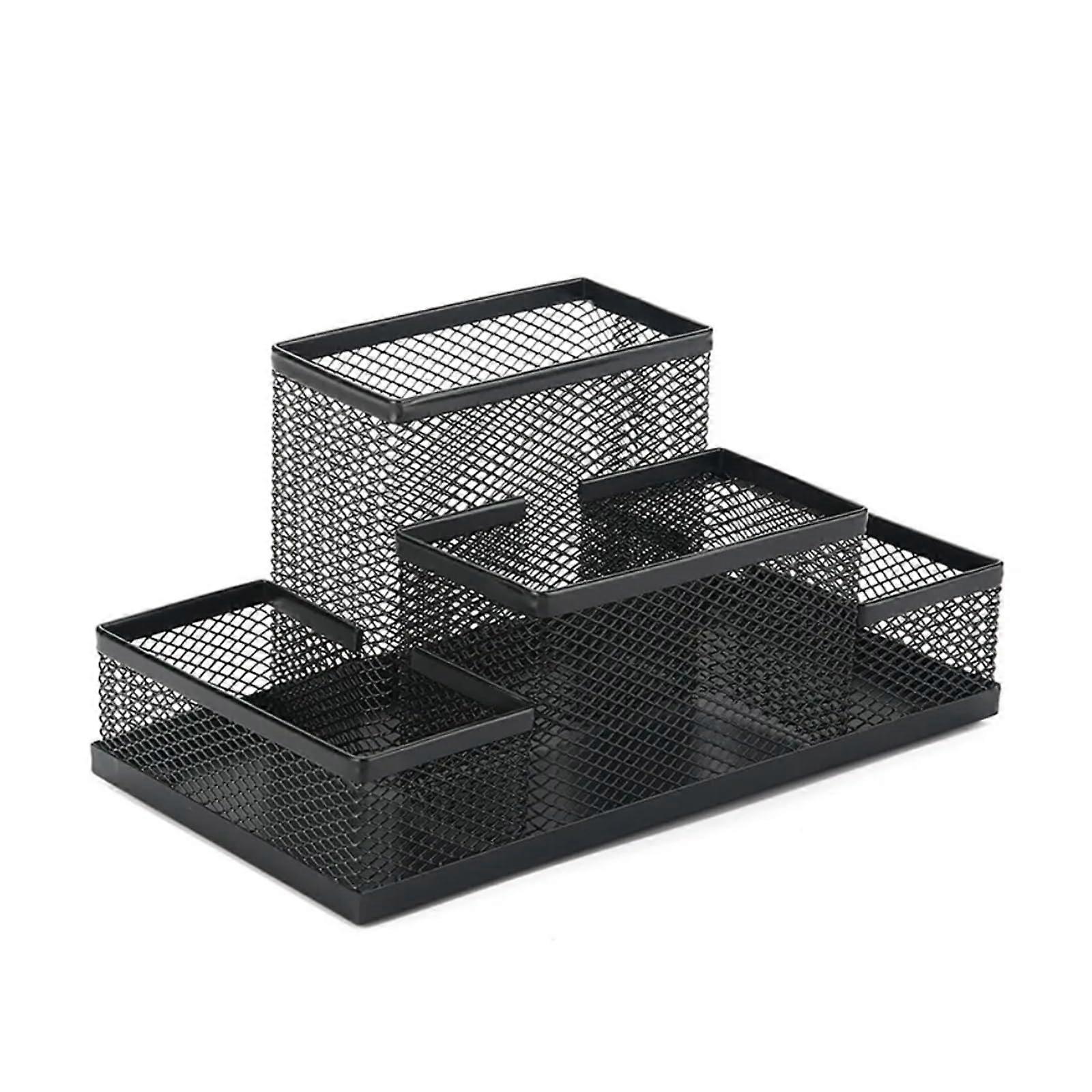 Bleistifte Stifthalter Schwarz Metall Tisch Organizer mit 4 Grids für Büro Schreibtisch Lagerung und Datei Rack