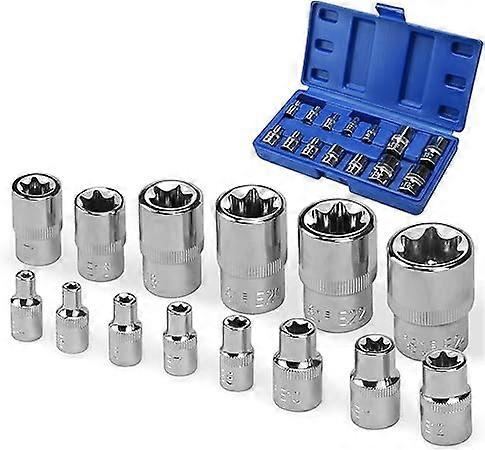 14 pieces. Socket set I Socket set E Profiles E14 - E24 I Sockets 1/4" 1/2" 3/8" I External nut