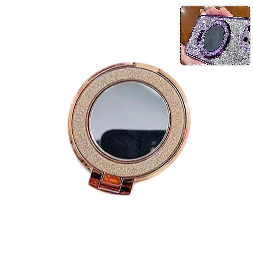 Magnetic Glitter Mirror Holder 360 Adjustable Phone Stand Portable Vanity Makeup Compact With Sparkle Design For On The Go