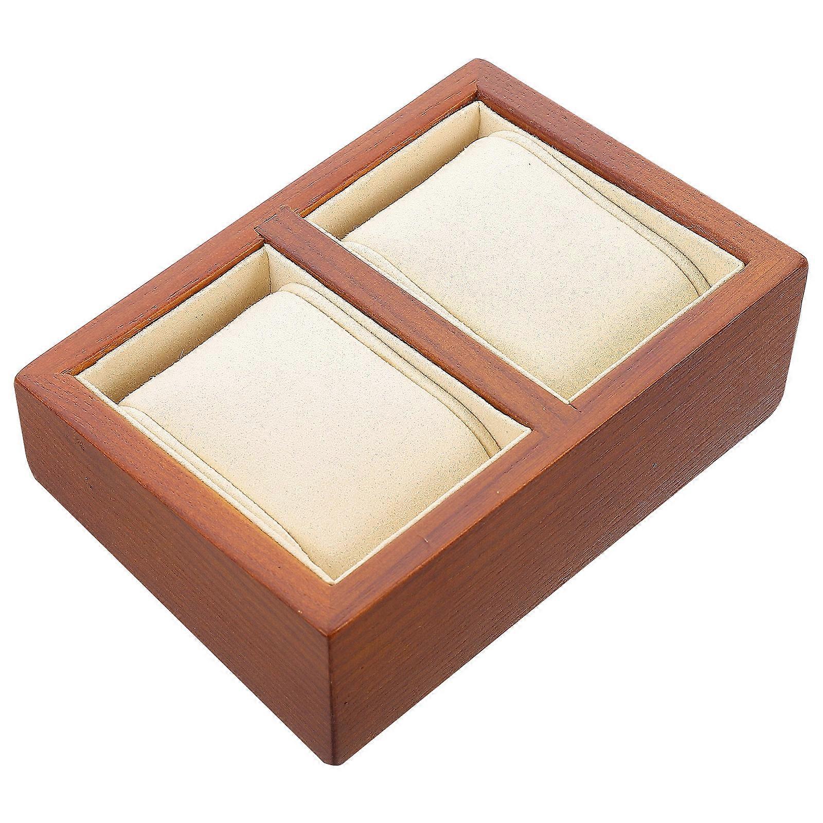 Elegant Wooden Watch Container Display Pillow Rectangular Shape For Wrist Watch Storage 2Pcs
