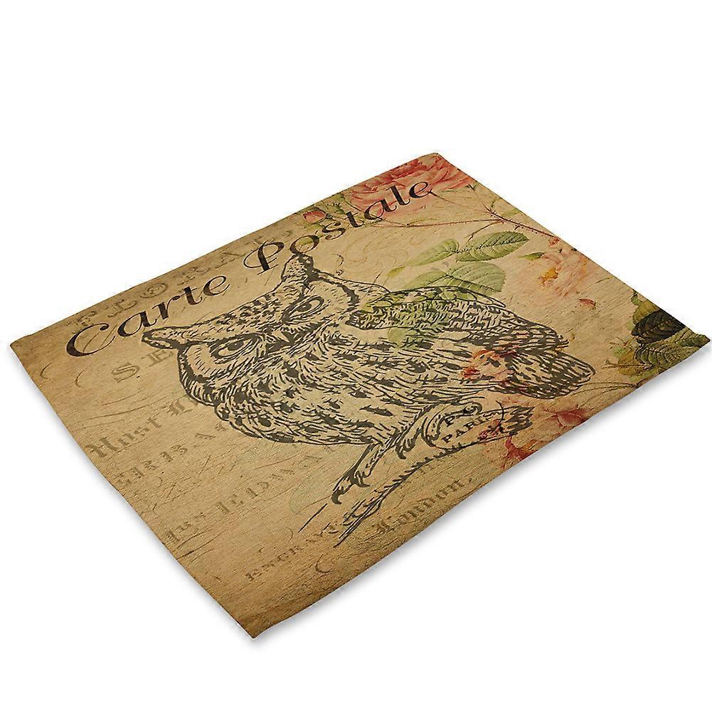 Retro Birds Print Anti-Slip Heat-insulation Placement Bowl Plate Fork Table Mat(MA0116-4)