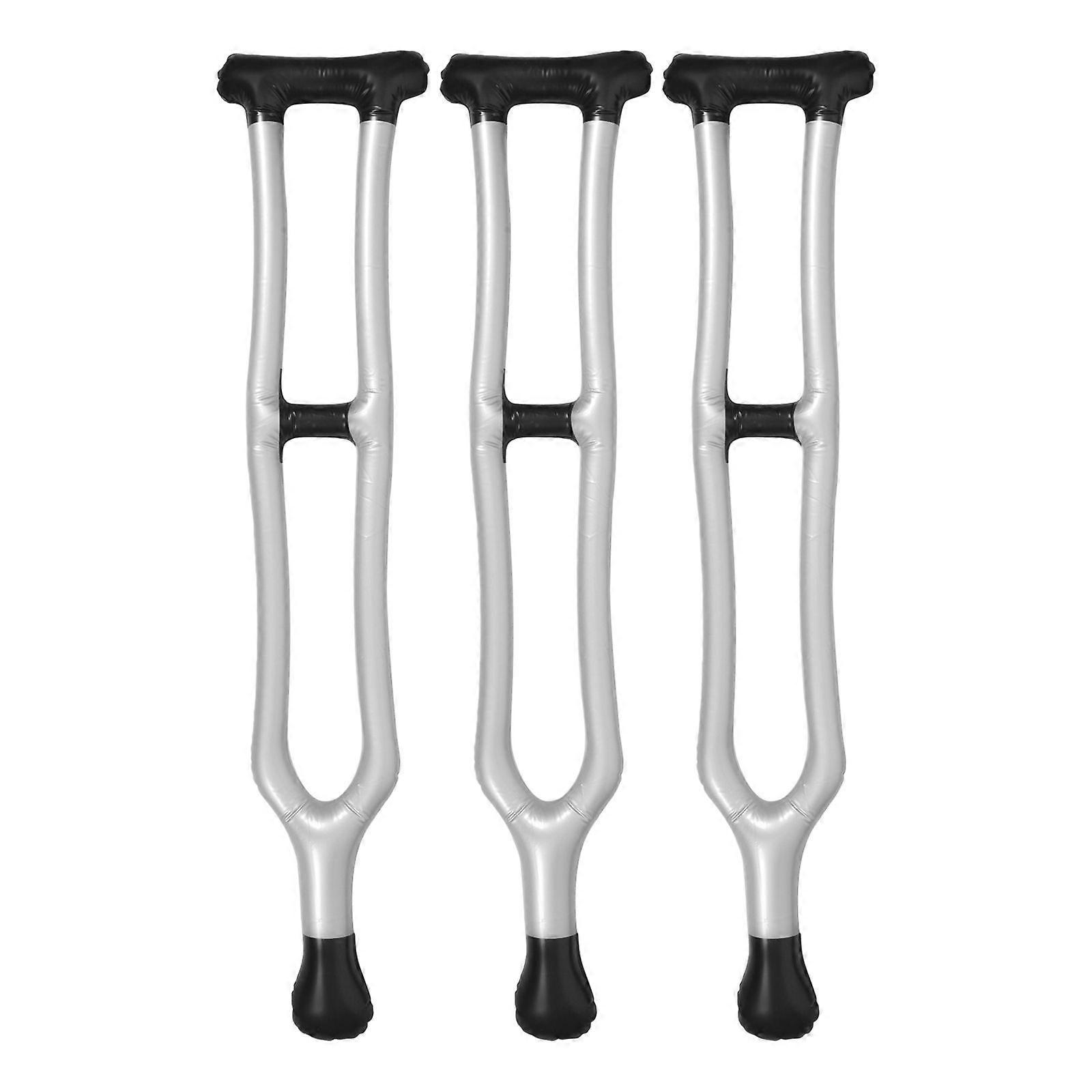 3pcs PVC Inflatable Crutch Toy Creative Walking Stick Inflate Stage Inflatable Balloon Toys