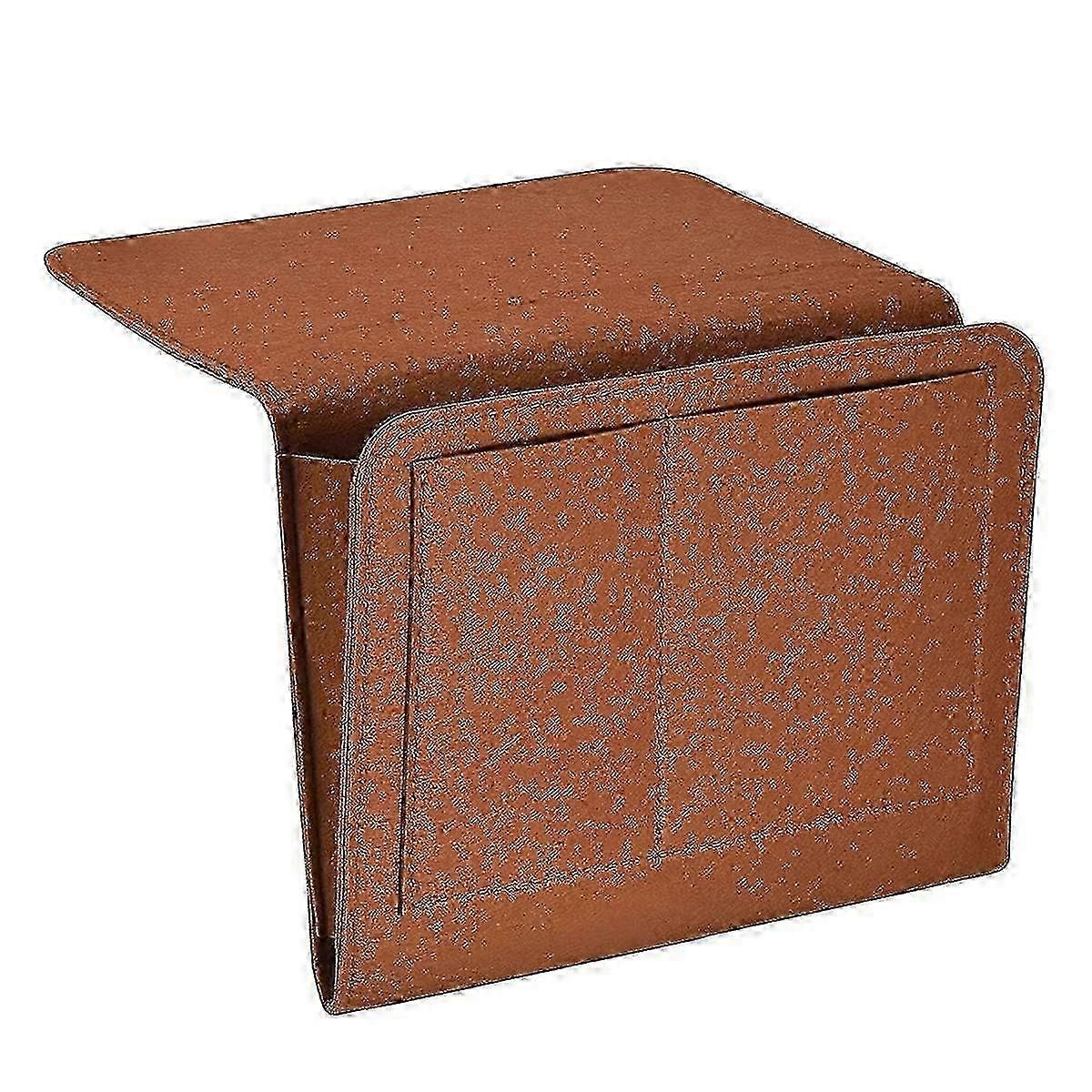 Bedside Organizer Hanging Bed Pockets with 5 Soft Felt Pockets for Bedside Storage - Brown
