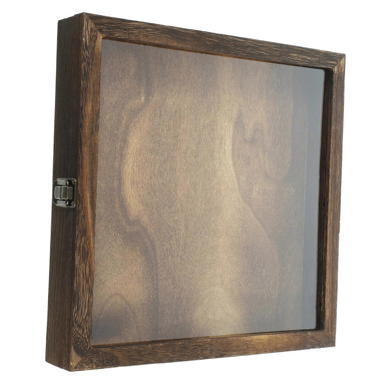 Wooden Insect Display Case with Transparent Lid 30x30x4.5CM Retro Specimen Collection Box for Dried Flowers Jewelry Wall-Mounted Storage