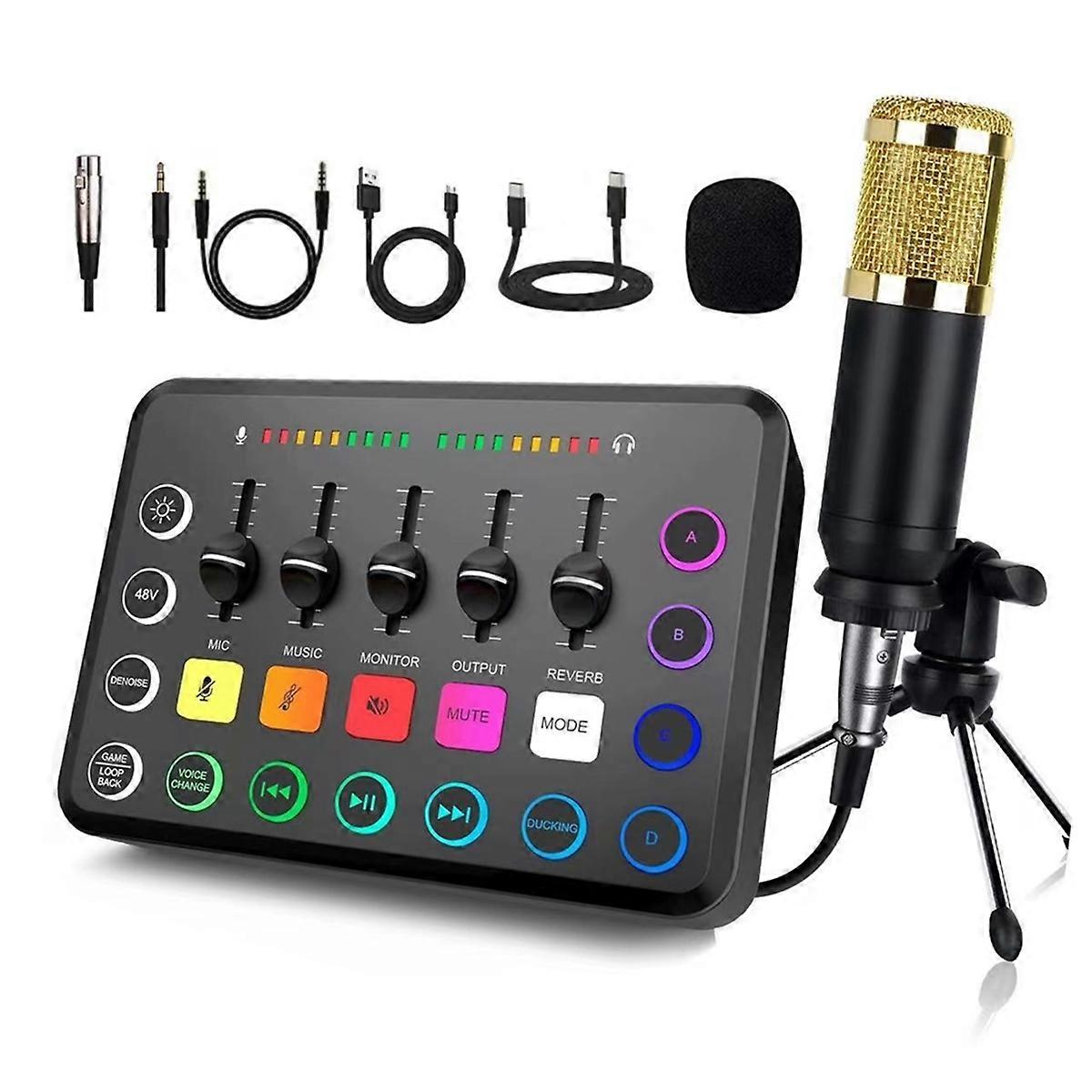 48v Live Sound Card F11 Streaming Set 5-Channel Mixer Sound Card