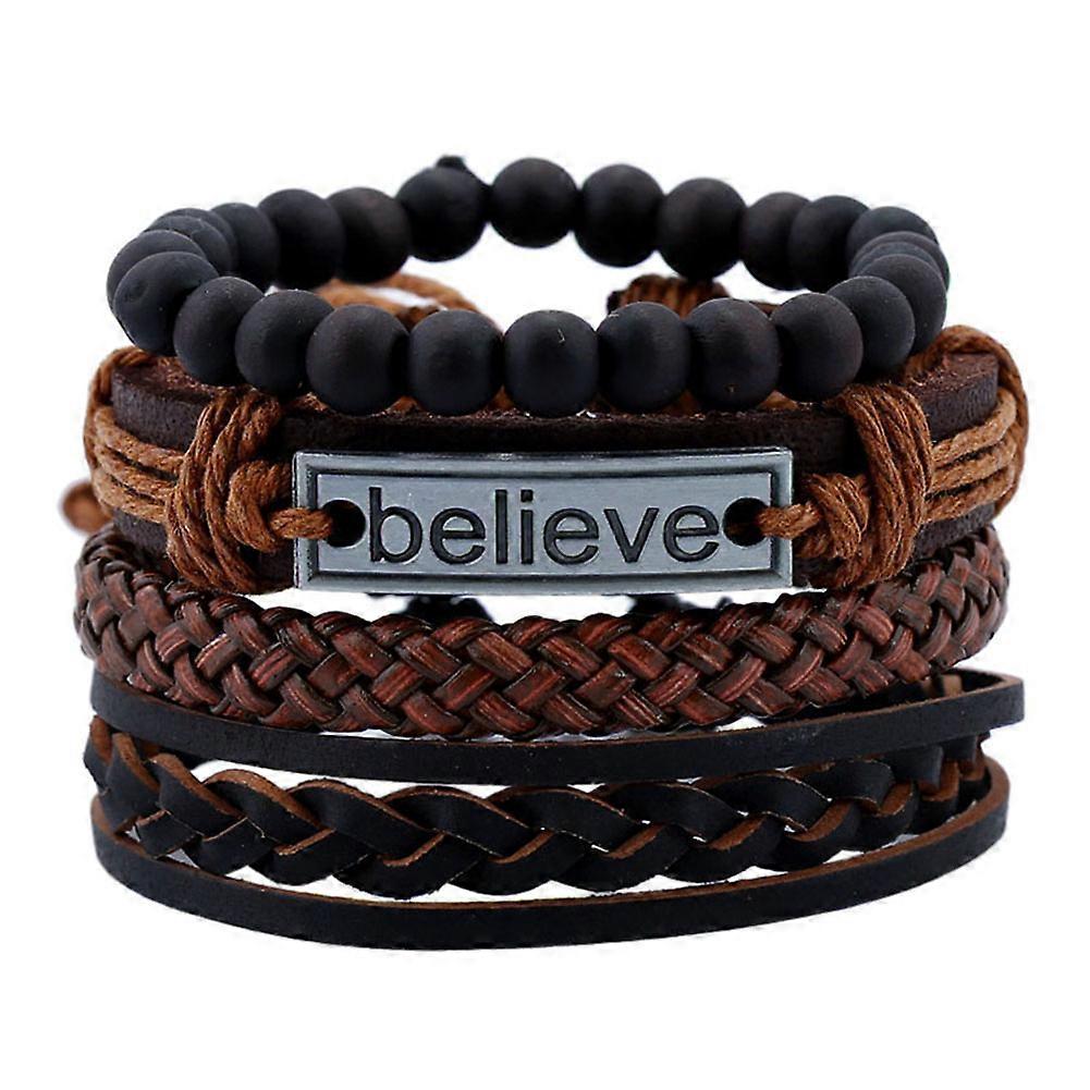 4pcs/Set Braded Bracelets Adjustable Length  Bangle for Men Holiday