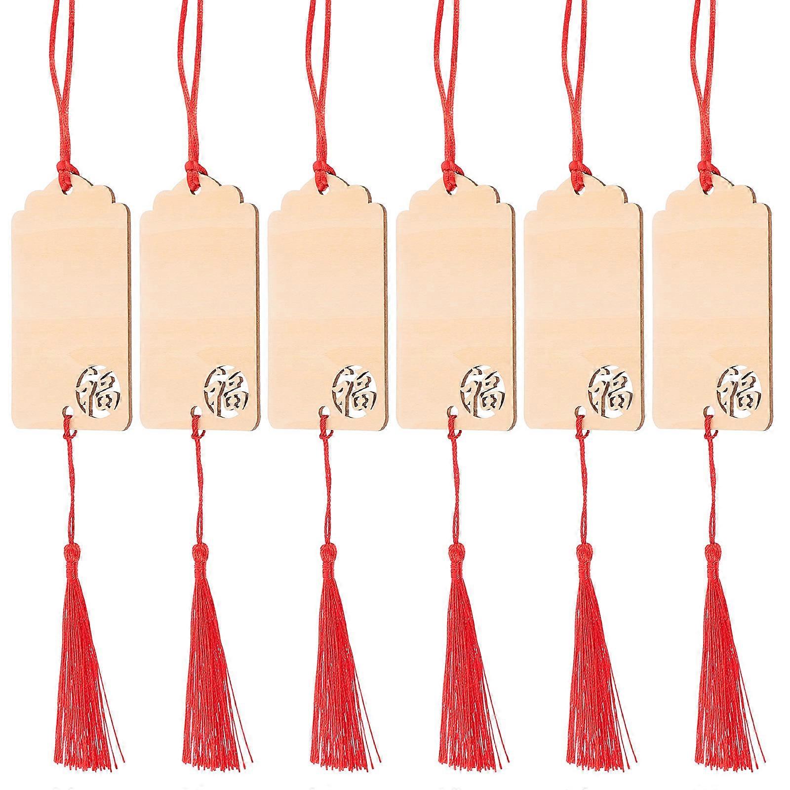 Wish Hanging Tags Wooden Creative Shape for Temple Use Multi Material Function Writing Surface 6Pcs