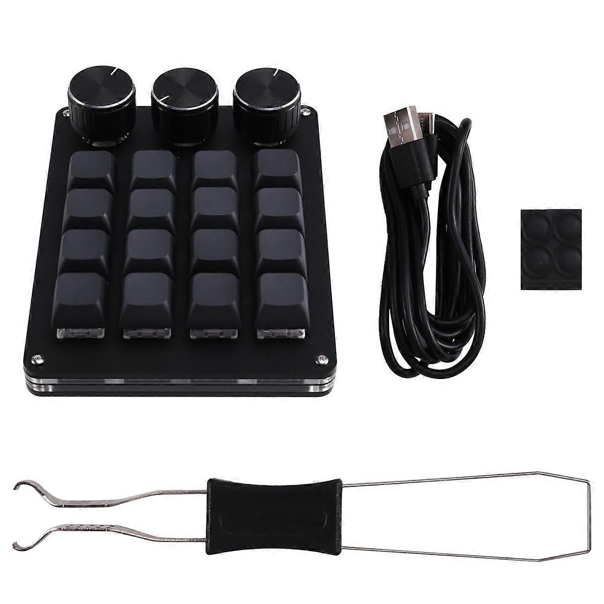 Three-Knob 16-Key, 4-Row Shortcut Gaming and Stock Volume Design Clip