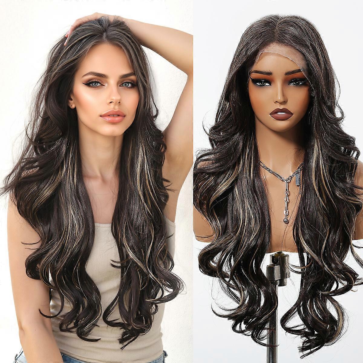 Haircube Brown 13x6 Free Parting Natural Wig for Women – Versatile Heat-Resistant Synthetic Lace Front Wig with Realistic Texture