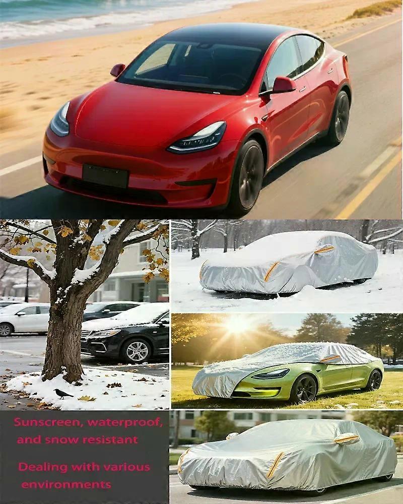 Custom Waterproof Car Cover Heavy Duty Protection Hail & Windproof with Charge Port Opening and Side Zipper For Tesla Model Y