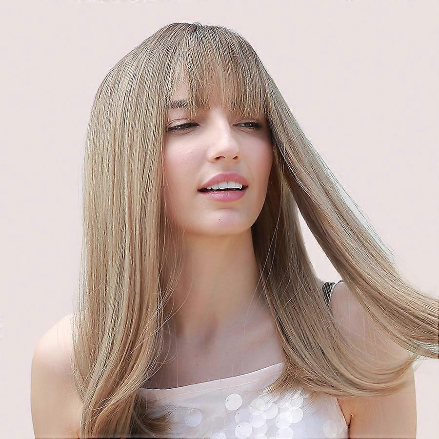 Haircube Straight With Bangs Machine-Made Synthetic Wig for Daily Wear – Heat-Resistant, Natural-Looking, Easy-to-Wear Hairstyle