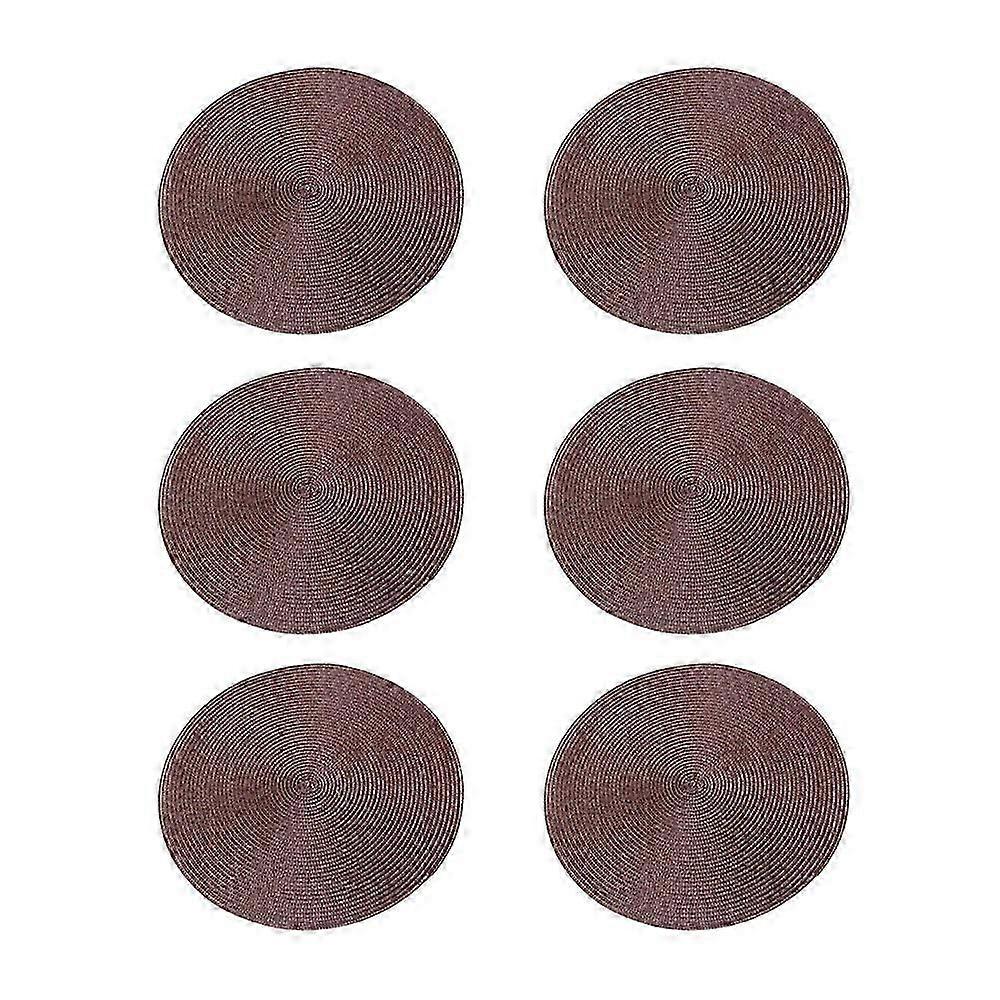 6Pcs Pp Environmentally Friendly Placemats, Solid Color Heat Insulation Mats, Decorative Mats Brown