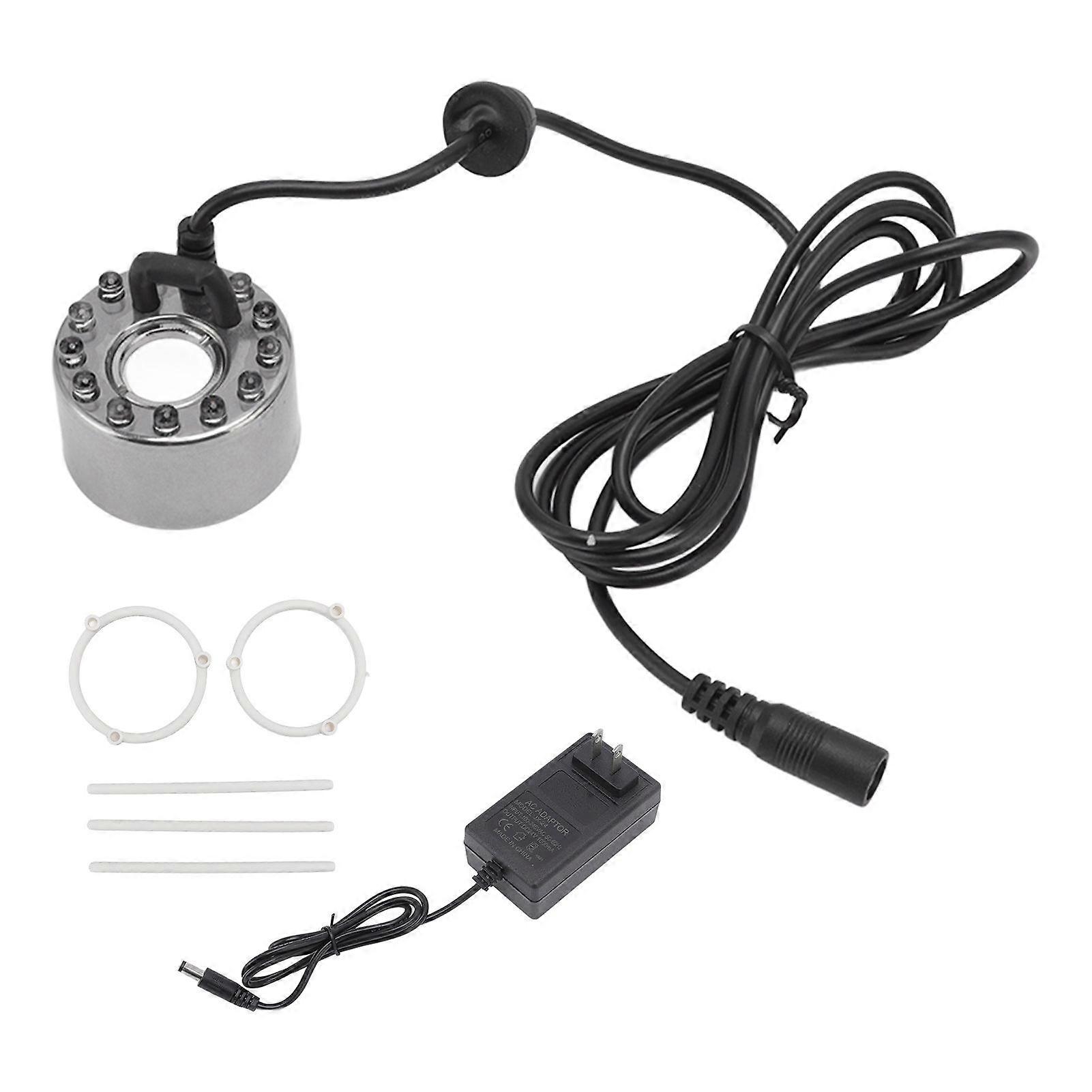 12 Lights Colorful Fog Maker Stainless Steel Water Mist Atomizer for Aromatherapy Oxygen Bar Waterscape Atomized Bonsai US Plug 110?240V