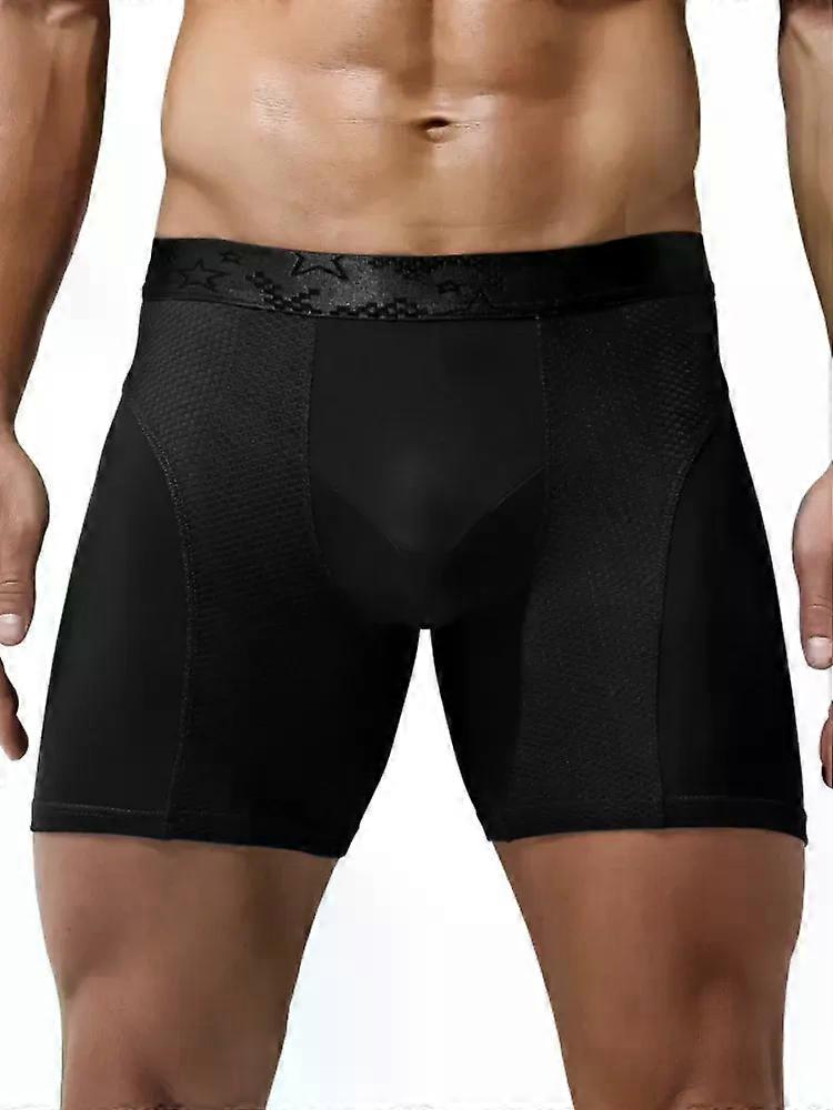 Men'S Long Boxer Underwear Man Sexy U Convex Mesh Breathable Panties Extended Wear-Resistant Legs Men Boxershorts Plus Size 6Xl