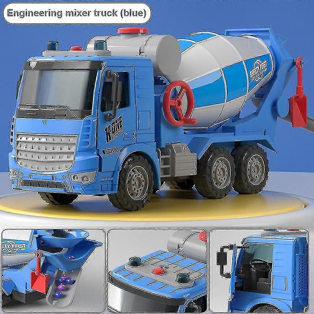 Large Inertia Toy Truck with Cement Mixer and Dumper Function for Kids - Engineering Vehicle Model Simulation Playset