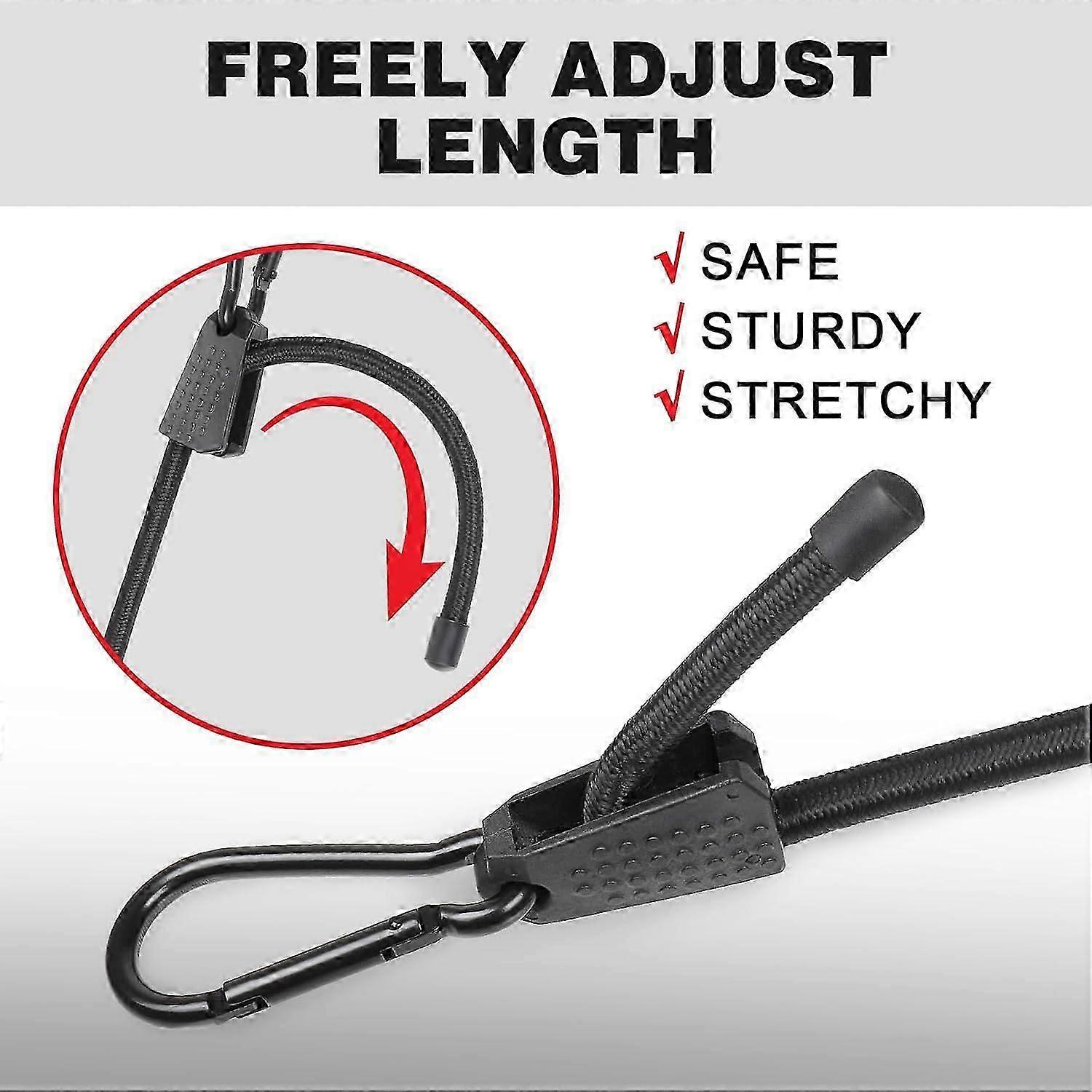 6 Pcs Adjustable Bungee Cords With Hooks, 24 Inches Cord With