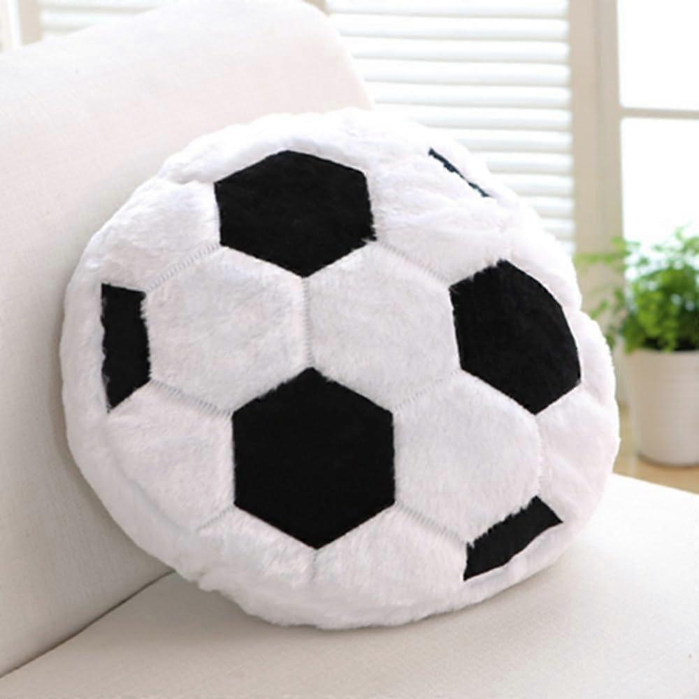 Basketball Plush Pillow 14-Inch Round Ball 35cm Soft Durable Throw Pillow Black and White