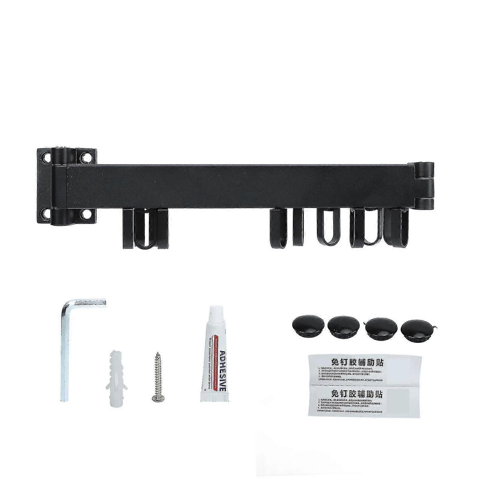Black Wall-Mounted Retractable Clothes Drying Rack - Foldable for B...