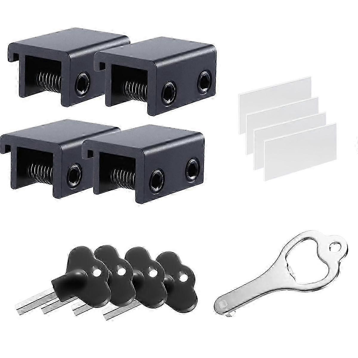 4 Pack Sliding Window Locks Adjustable Aluminum Security Locks with Keys